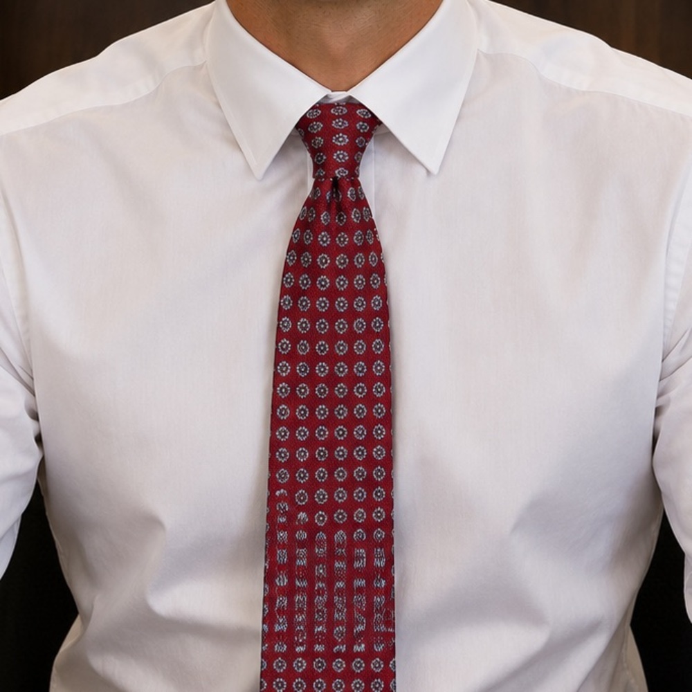 Kiton Burnished Cherry Silk Medallion Tie